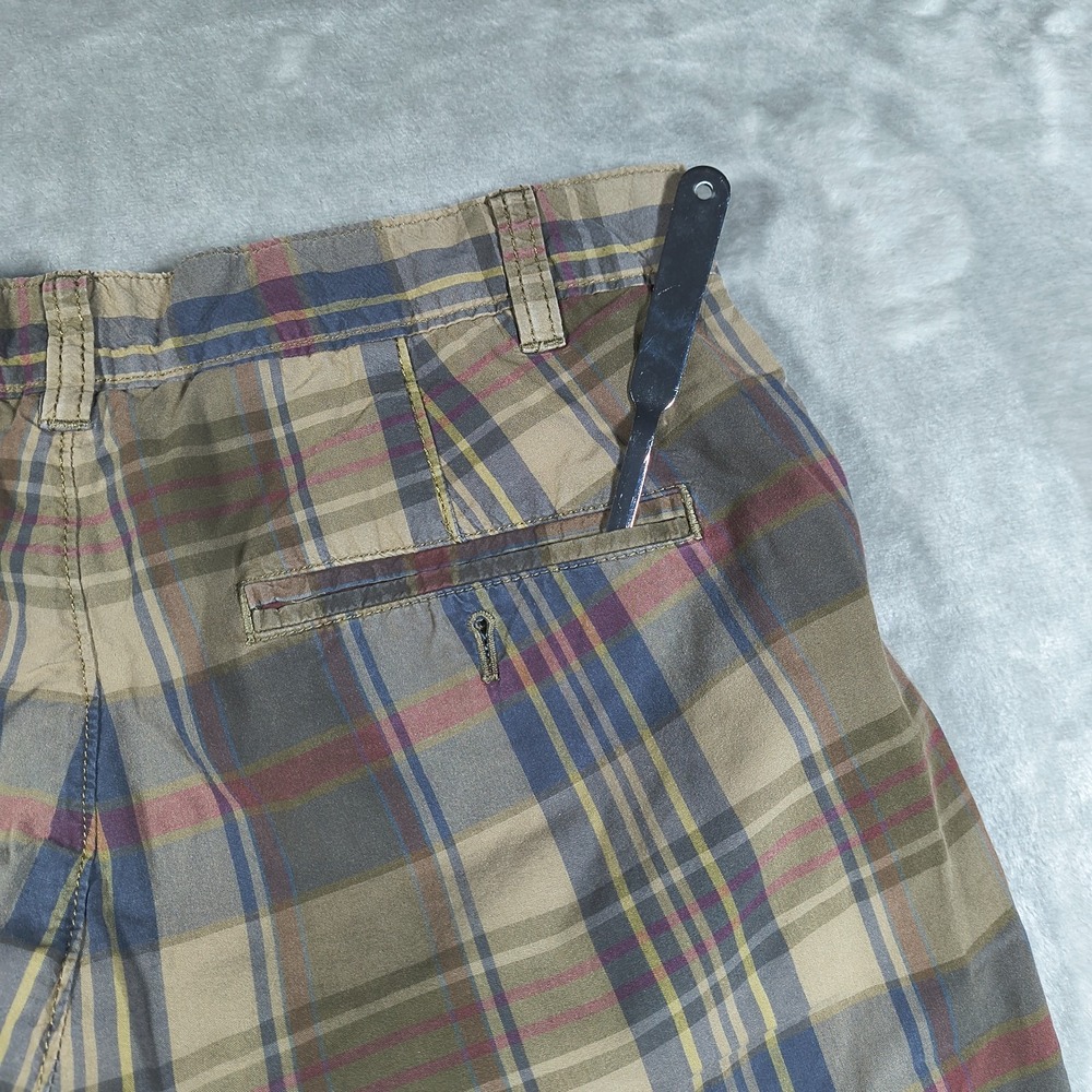 Gap Shorts Mens28 Brown Blue Red Plaid Flat Front Bermuda Casual Preppy Academia - Picture 3 of 9
